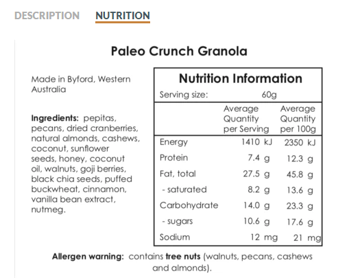 Nutta Butta Nutritional Info Original OUR RUBY GIRL
