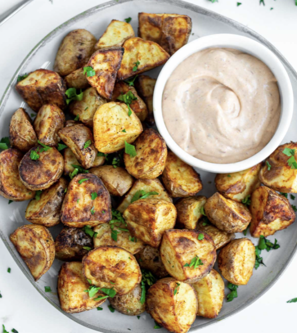 Roasted Royal Blue Potatoes w Adobo Dipping Sauce